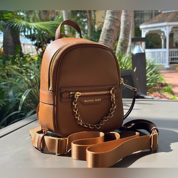 $258 Michael Kors ELLIOT XS CNV MSGR BACKPACK Bag MK Leather Handbag Purse NWT - Picture 3 of 6